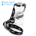 Wholesale cheap custom blank polyester offset printed water bottle beer drink holder lanyard with J hook